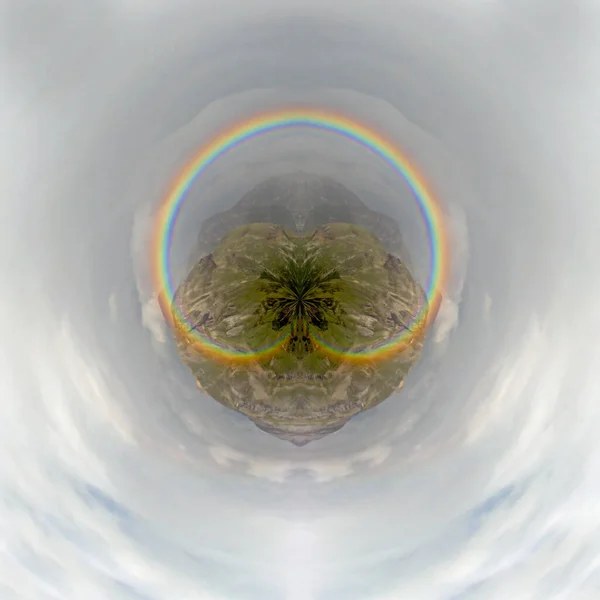 Herz Mit Regenbogen Als Mini Globus — Stockfoto