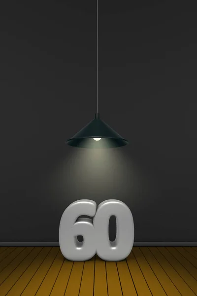 Número Sesenta Bajo Una Lámpara Representación —  Fotos de Stock
