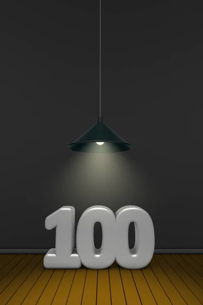 Szám Száz Alatt Egy Lámpa Renderelés — Stock Fotó