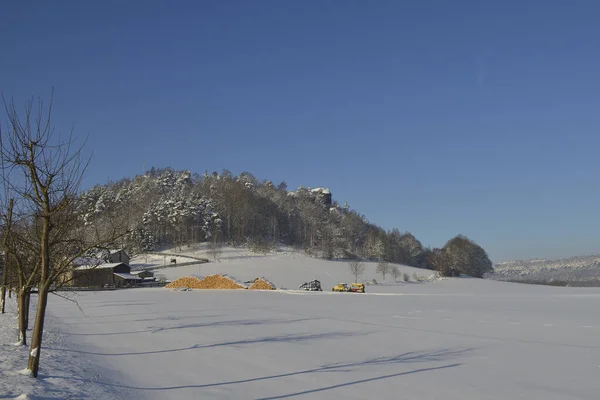 Zirkelstein Saxon Switzerland Winter — 图库照片