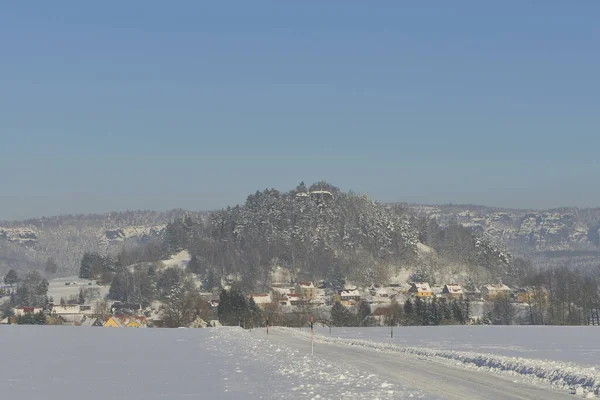 Zirkelstein Der Sächsischen Schweiz Winter — Stockfoto