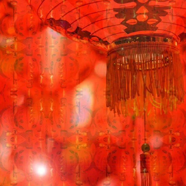 Lanterna Vermelha Chinesa Decoração Para Festival Ano Novo Chinês — Fotografia de Stock