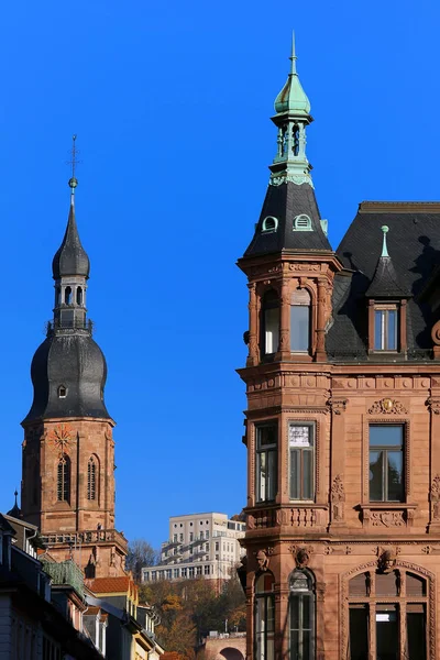 Hauptstraße Heidelberg Fahrtrichtung Heiliggeistkirche — Stockfoto