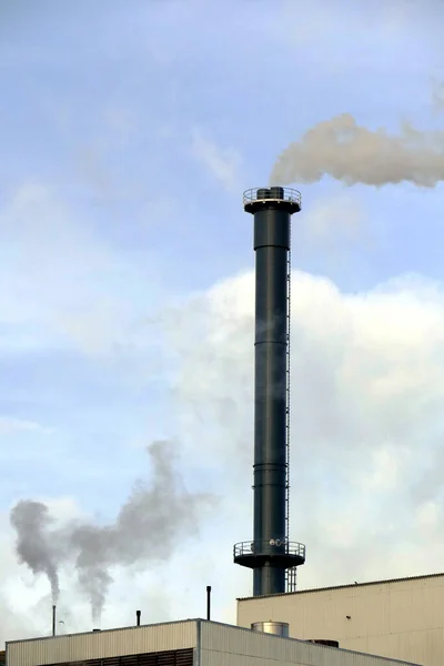 Промисловий Завод Завод Дим Хмари Небо Повітря — стокове фото