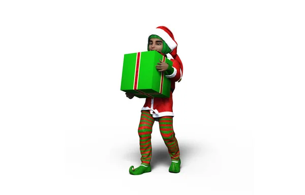 Elfos Natal Com Presentes — Fotografia de Stock