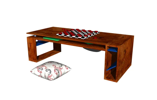 Hnědý Dřevěný Stůl Herní Deskou — Stock fotografie