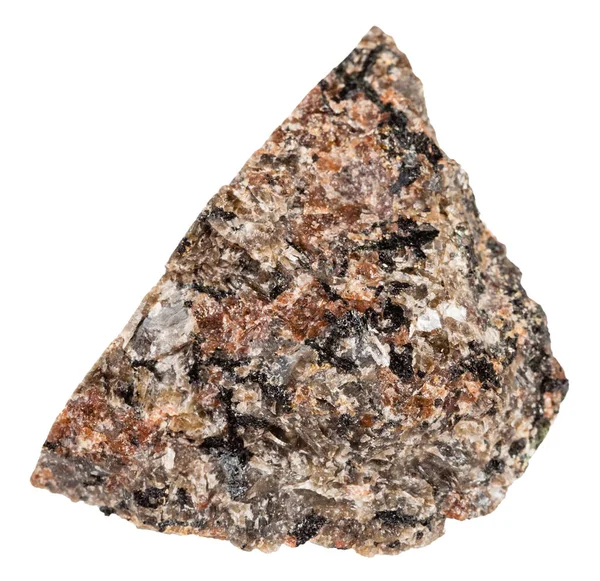 Macrotiroteio Espécime Rocha Mineral Natural Pedra Urtite Esparramada Áspera Isolada — Fotografia de Stock