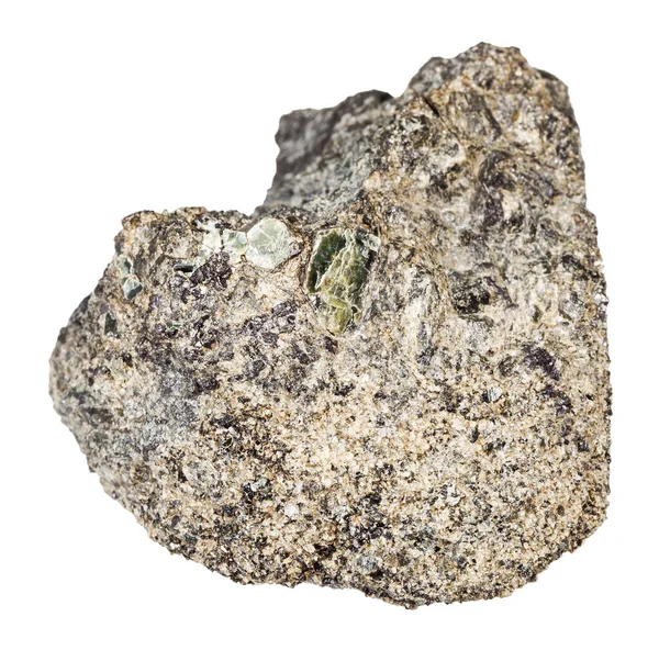 Macrotiroteio Espécime Rocha Mineral Natural Pedra Peridotita Áspera Com Mica — Fotografia de Stock