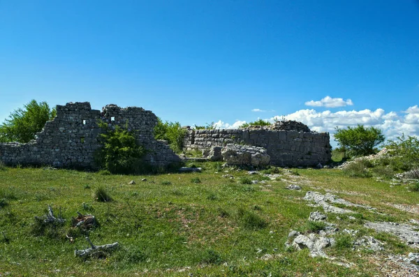 Resti Della Torre Guardia Sulla Fortezza Bribir Dalmazia — Foto Stock