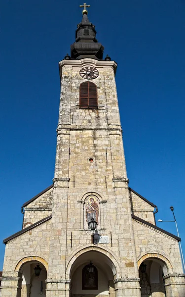 Вежа Годинника Церкві Сремська Кам Яниця Сербія — стокове фото