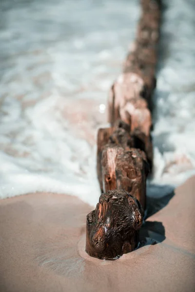 Old Wooden Breakwaters Baltic Coast Beach — Stock Photo, Image