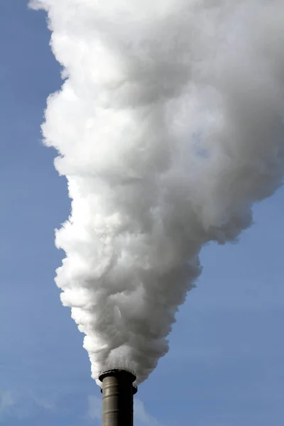 Smoking Industrial Chimney Modern Thermal Power Plant — Stock Photo, Image