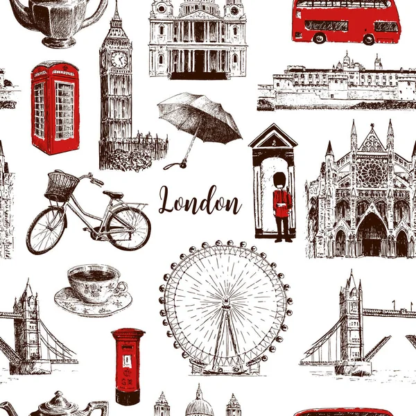 Símbolos Arquitectónicos Londres Big Ben Tower Bridge Autobús Rojo Buzón — Foto de Stock