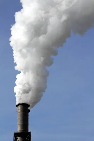 Smoking Industrial Chimney Modern Thermal Power Plant — Stock Photo, Image