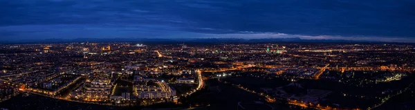 Múnich Centro Ciudad Paisaje Noche Vista Aérea Panorámica Panorama Del — Foto de Stock