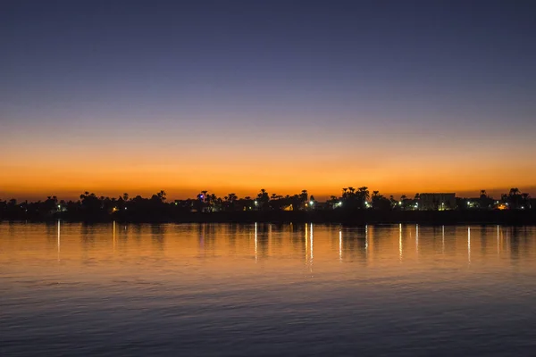 Egypt Solnedgång Nilens Strand Väster Luxor — Stockfoto