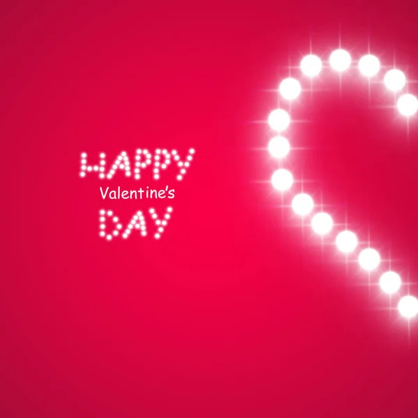 Coração Das Lâmpadas Sobre Fundo Rosa Cartão Dia Dos Namorados — Fotografia de Stock