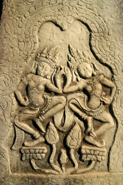 Esculpir Detalhadamente Dos Templos Angkor Camboja — Fotografia de Stock