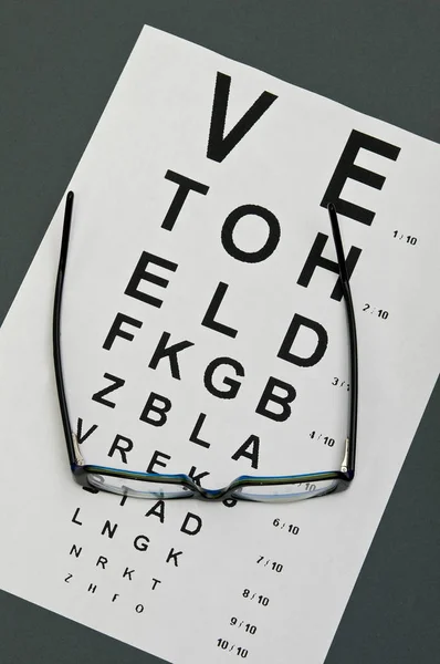 Pair Glasses Distance Vision Test Sheet — Stock Photo, Image