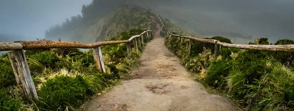 Sete Cidades Ikiz Krater Gölleri Lagoa Verde Lagoa Azul Sao — Stok fotoğraf