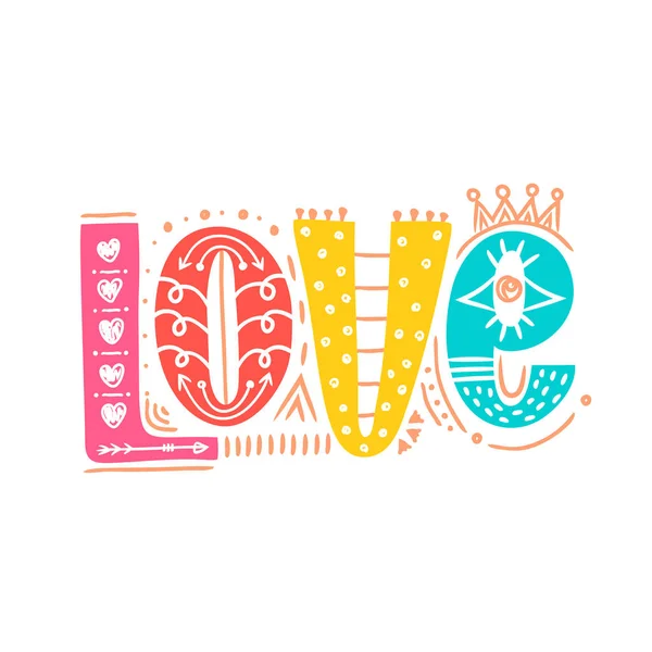 Liefde Hand Getekend Belettering Happy Valentine Day Freehand Stijl Doodle — Stockfoto