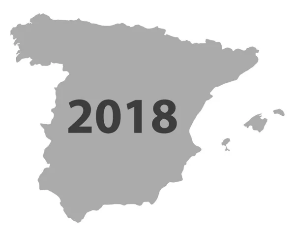 Mapa Španělska 2018 Zeměpisná Mapa Ilustrace — Stock fotografie