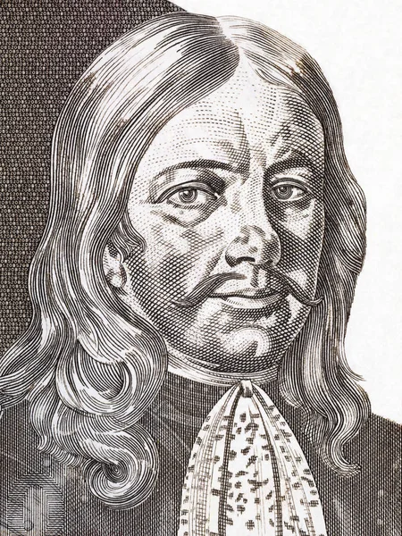 Johann Weikhard Von Valvasor Portret Słoweńskich Pieniędzy — Zdjęcie stockowe