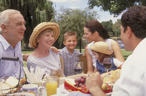 Familia Feliz Teniendo Picnic Parque —  Fotos de Stock