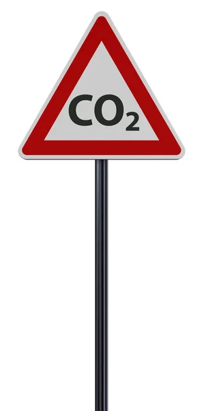 Dióxido Carbono Símbolo Señal Tráfico Sobre Fondo Blanco Representación — Foto de Stock
