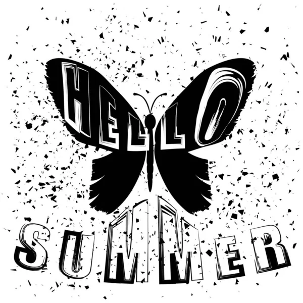 Diseño Tipográfico Impresión Con Silueta Mariposa Sobre Fondo Grunge Banner — Foto de Stock