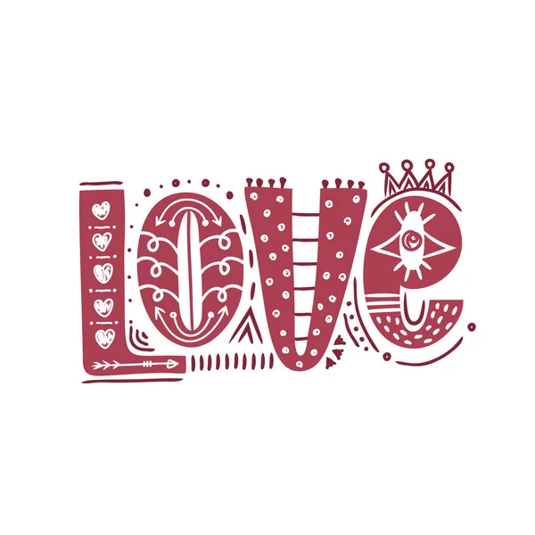 Liefde Hand Getekend Belettering Happy Valentine Day Freehand Stijl Doodle — Stockfoto