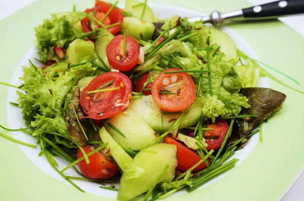 Gemengde Salade Een Bord — Stockfoto