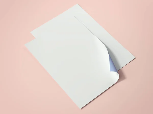 Two Bright Paper Sheets Orange Floor Rendering — Stock Photo, Image