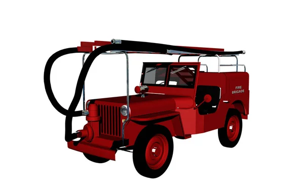 Rotes Feuerwehrauto Mit Schläuchen — Stockfoto
