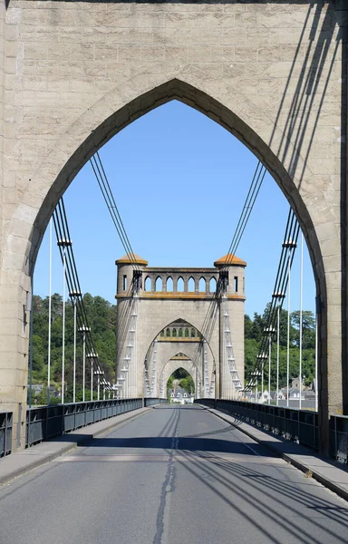 Brug Brug Weg Brug Verkeer Weg Verkeer Frankrijk Langeais Bezienswaardigheid — Stockfoto