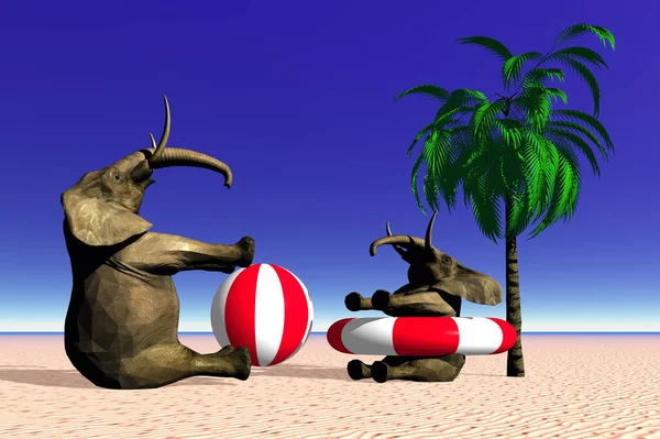 Due Elefanti Sulla Spiaggia — Foto Stock