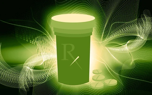 Ilustração Comprimidos Recipiente — Fotografia de Stock