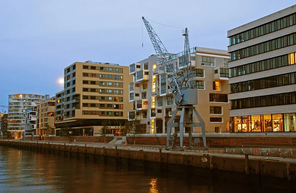 Hafencity Hamburg Nocy — Zdjęcie stockowe