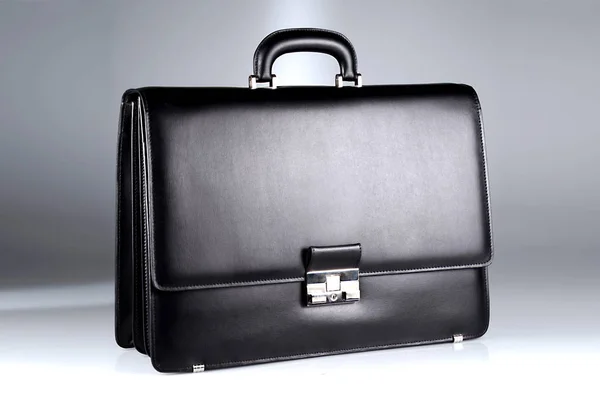 Black Leather Briefcase Case White Background — Stock Photo, Image