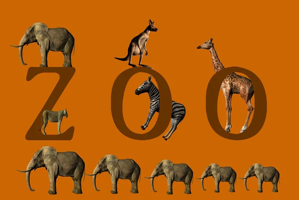 아프리카의 코끼리와 코끼리는 삽화를 그렸다 — 스톡 사진
