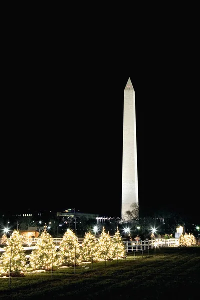 Tower lit up at night, Washington Monument, Washington DC, USA