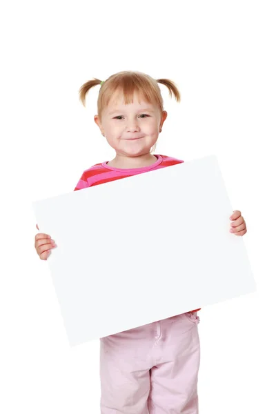 Маленькая Девочка Белой Доской — стоковое фото