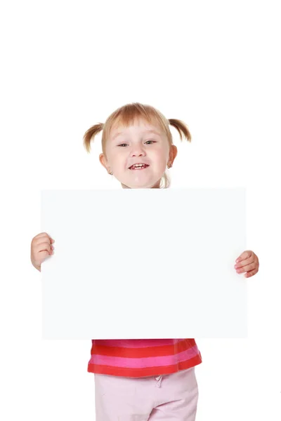 Petite Fille Avec Tableau Blanc — Photo