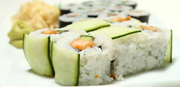 Cocina Japonesa Sushi Comida Asiática Con Pescado — Foto de Stock