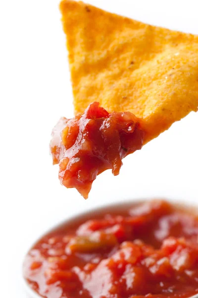 Nachos Salsa Tomate —  Fotos de Stock