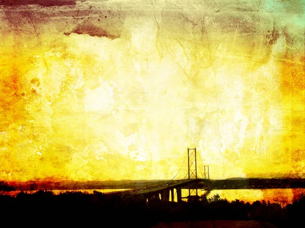 Piękne Tło Grunge Forth Road Bridge — Zdjęcie stockowe