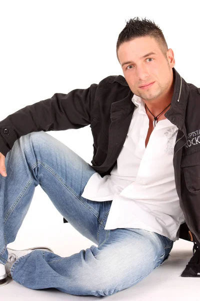 Young Man Sitting Floor — Stock Photo, Image