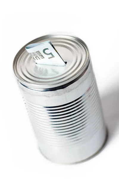 Paper Currency Tin Can — Stock Photo, Image