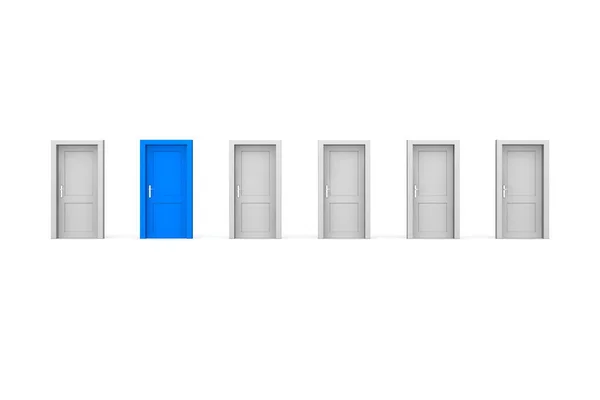 Sześć Drzwi Jeden Niebieski — Zdjęcie stockowe