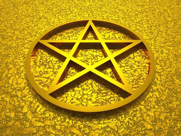 Altından Yapılmış Boyutlu Pentagram — Stok fotoğraf